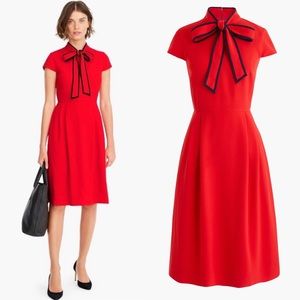 J. Crew Red Dress with Black Bow